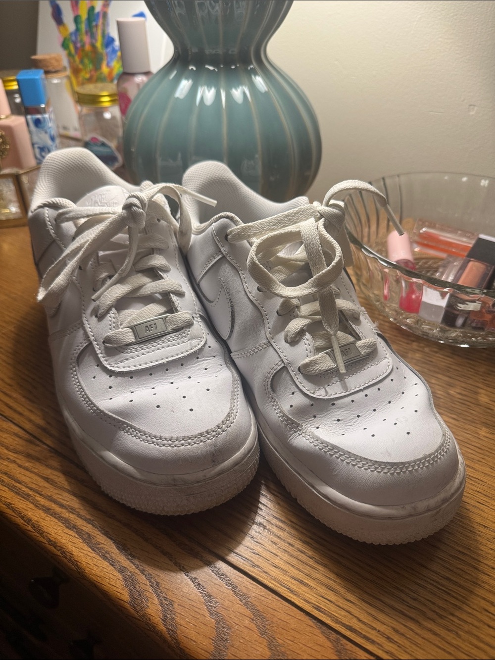 Kids White Air Force 1 Classic Lace-Up